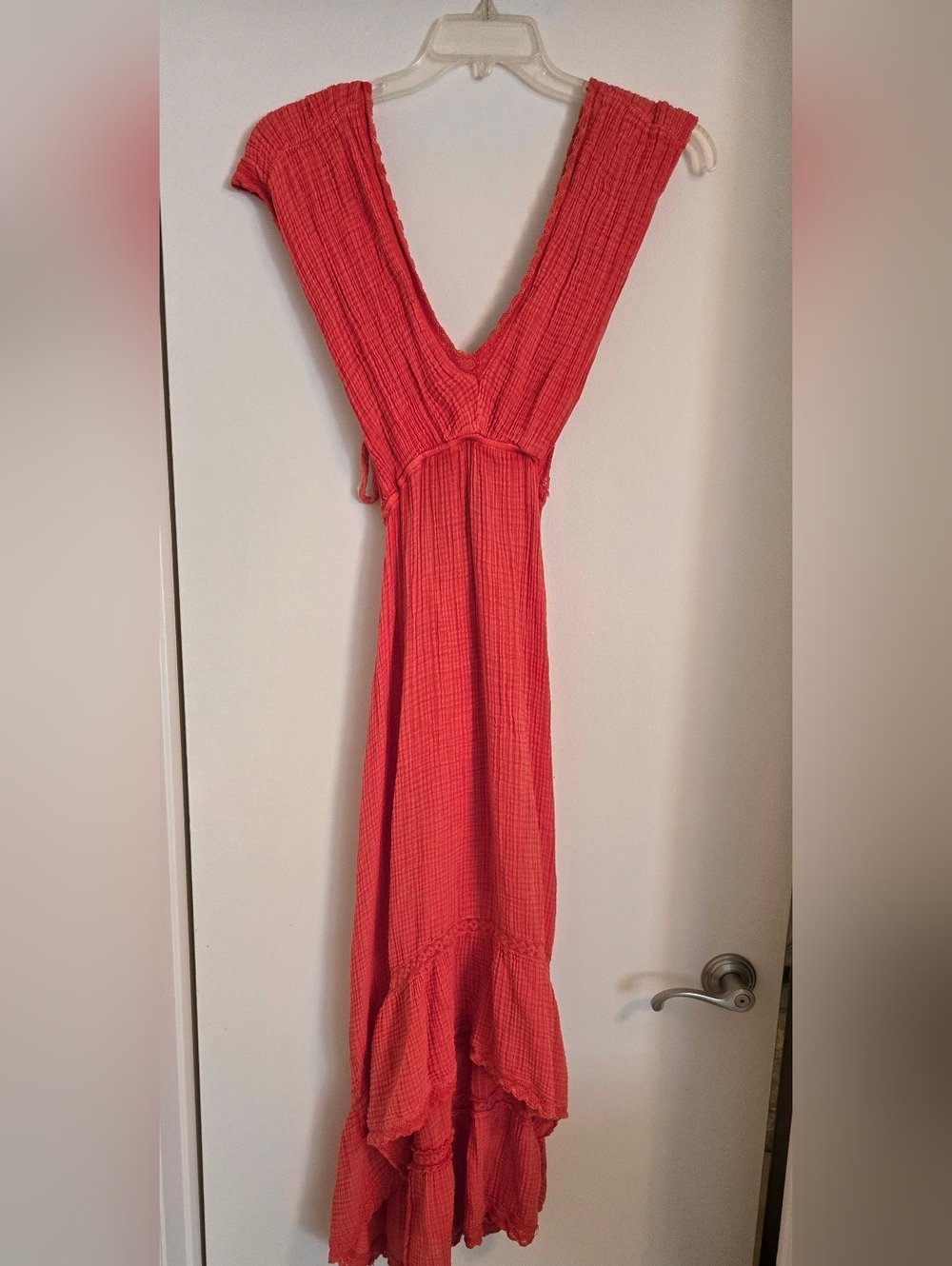 Anthropologie The Silvana Red High-Low Tie-Side Dress - Picture 4 of 7